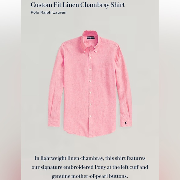 Ralph Lauren Custom Fit Linen Chambray Shirt - Picture 2 of 16